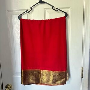 Elegant Red and Gold Saree